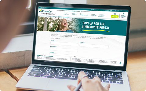 MyNavigate portal sign up page on laptop